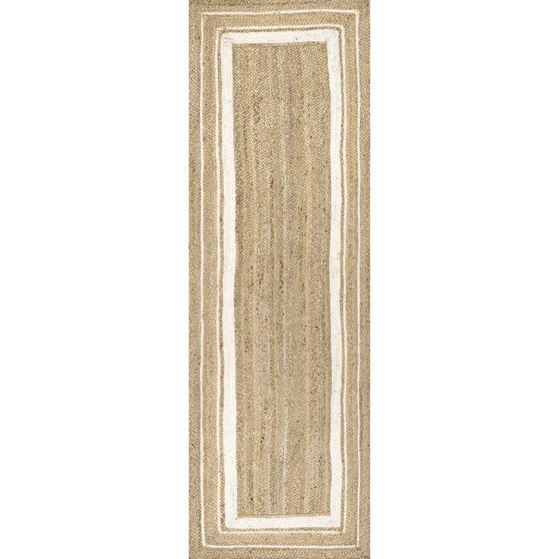 nuLOOM Rikki Coastal Braided Jute Area Rug, Runner 2' 6" x 10', Off White