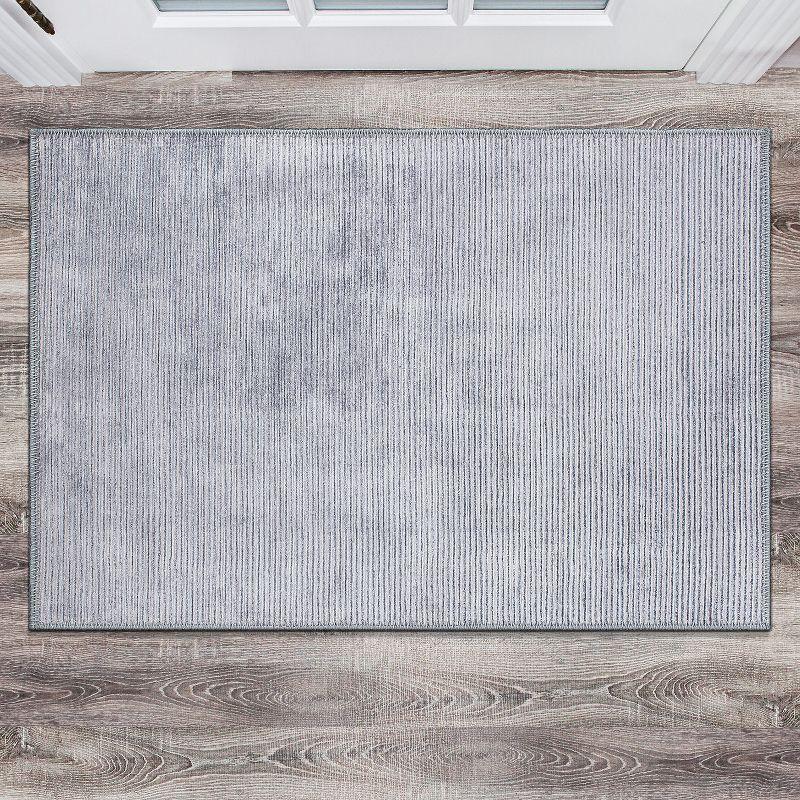 World Rug Gallery Contemporary Distressed Stripe Machine Washable Area Rug