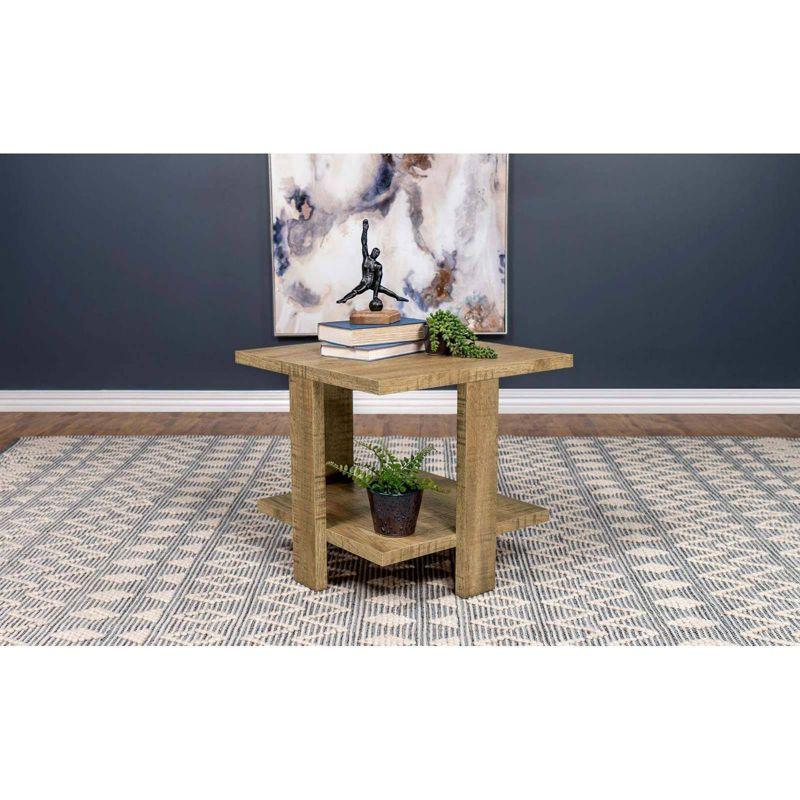 Coaster Dawn Farmhouse Square Wood End Table With Shelf Mango