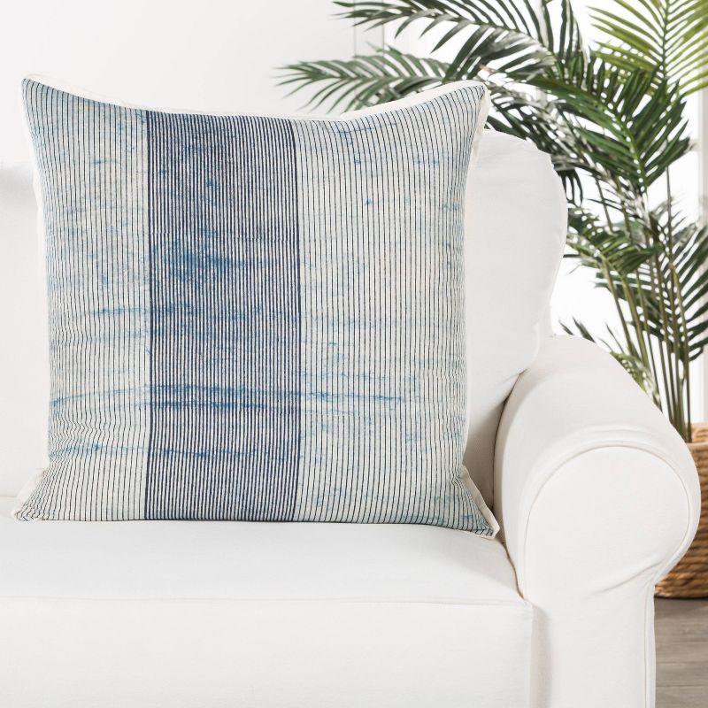 22"x22" Oversize Alicia Handmade Striped Poly Filled Square Throw Pillow Blue/White - Jaipur Living: Cotton Knit, Removable Cover