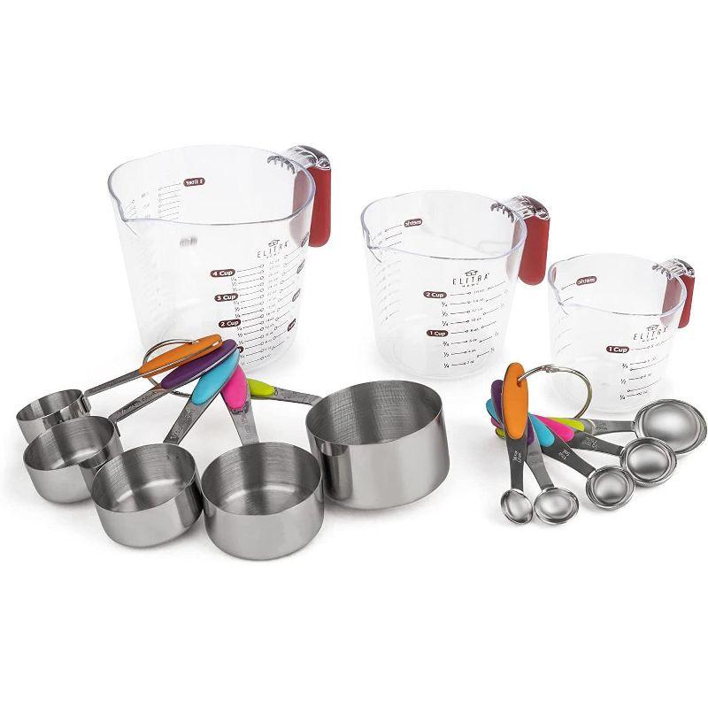 13-Piece Stainless Steel and Plastic Measuring Cups and Spoons Set