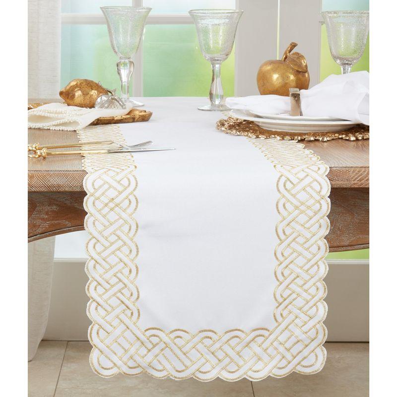 Saro Lifestyle Table Runner with Braid Embroidered Design