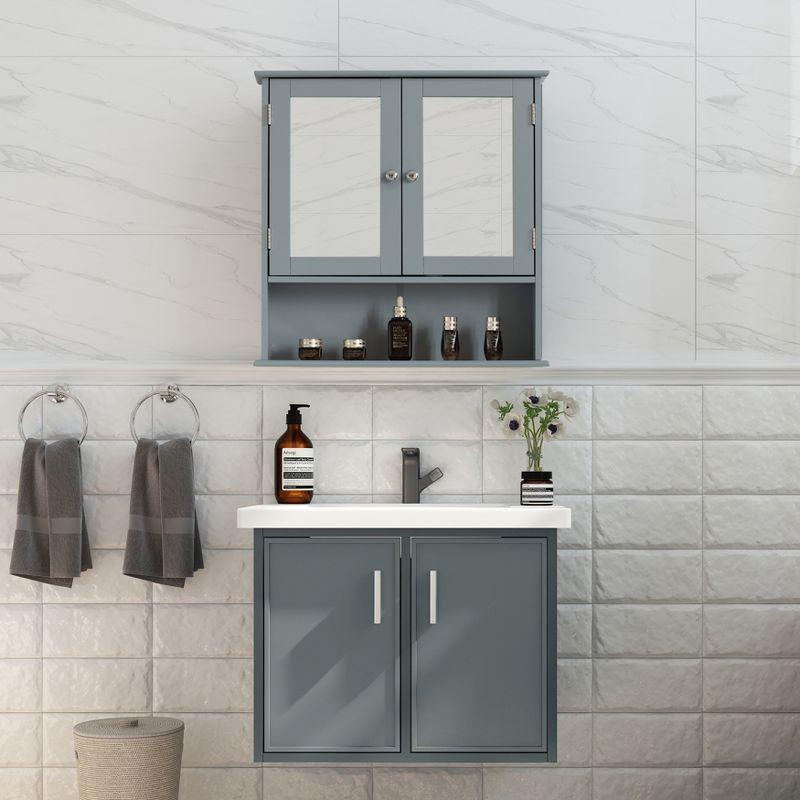 Basicwise Mirror Wall Mounted Cabinet For the Bathroom and Vanity with Adjustable Shelves