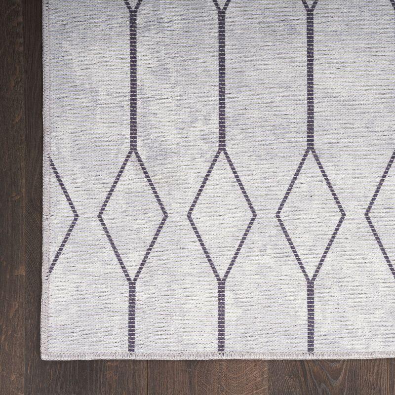 SR107 Geometric Machine Washable Area Rug in Ivory/Grey