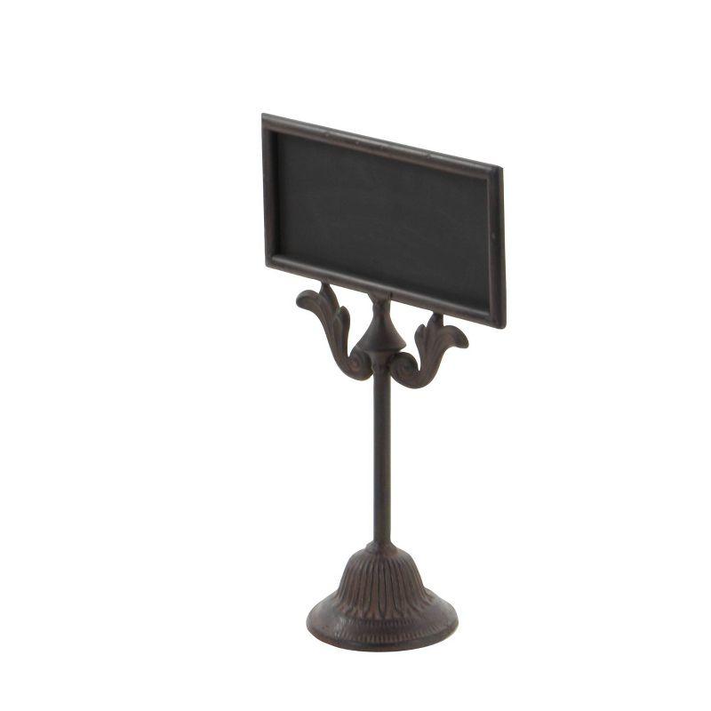 Olivia & May Sign of the Times Rustic Iron Chalkboard and Stand 16": Pedestal Writing Display for Events