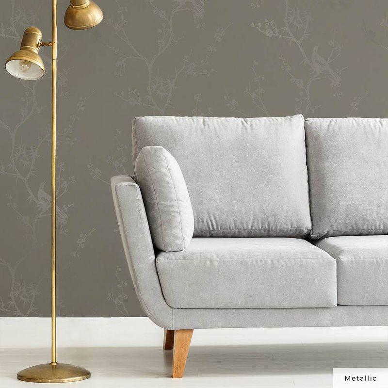 Tempaper & Co.® x Cynthia Rowley Bird Watching Removable Peel and Stick Wallpaper, Dove Gray, 56 sq ft: Vinyl, Self-Adhesive, Botanical