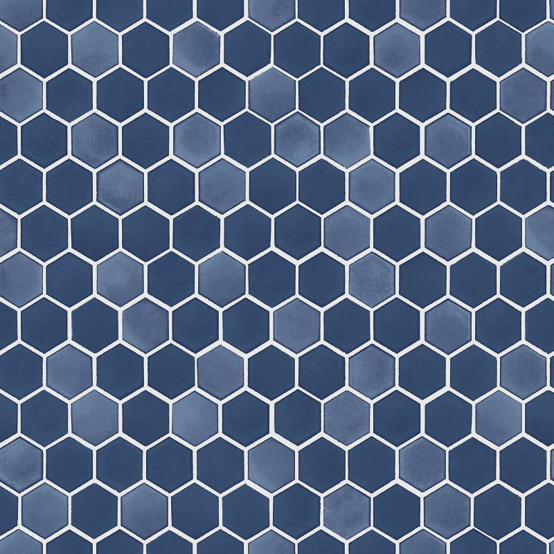 Tempaper & Co.® Hexagon Tile Removable Peel and Stick Wallpaper, Shades of Sapphire, 28 sq. ft.: Vinyl, Self-Adhesive, Geometric Design