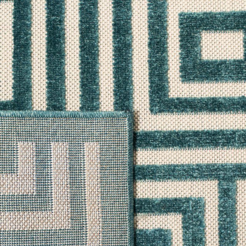Cottage Elegance 79'' Cream & Turquoise Synthetic Area Rug