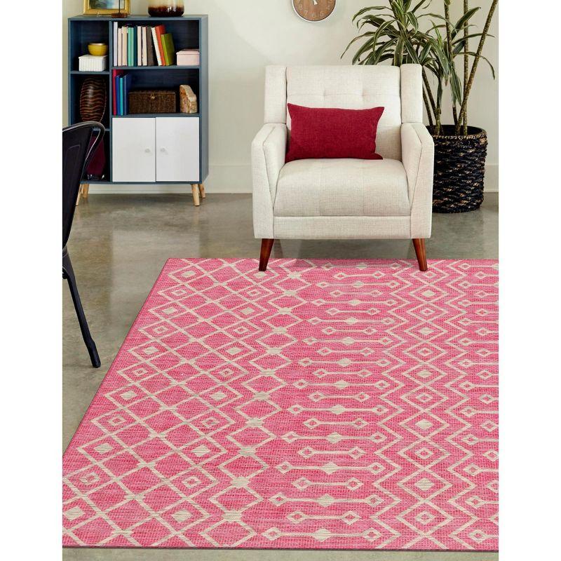 Unique Loom 7' 1 x 10' 0 Rectangle Indoor/Outdoor Trellis Fuschia Area Rug