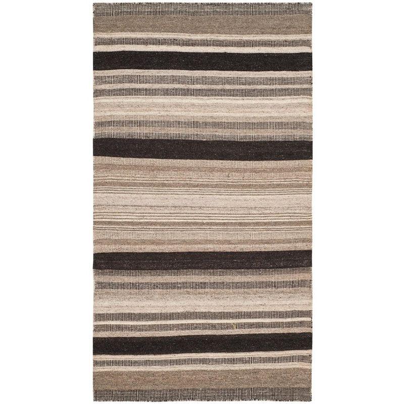 Dhurries DHU628 Hand Woven Area Rug - Natural/Black - 3'x5' - Safavieh.