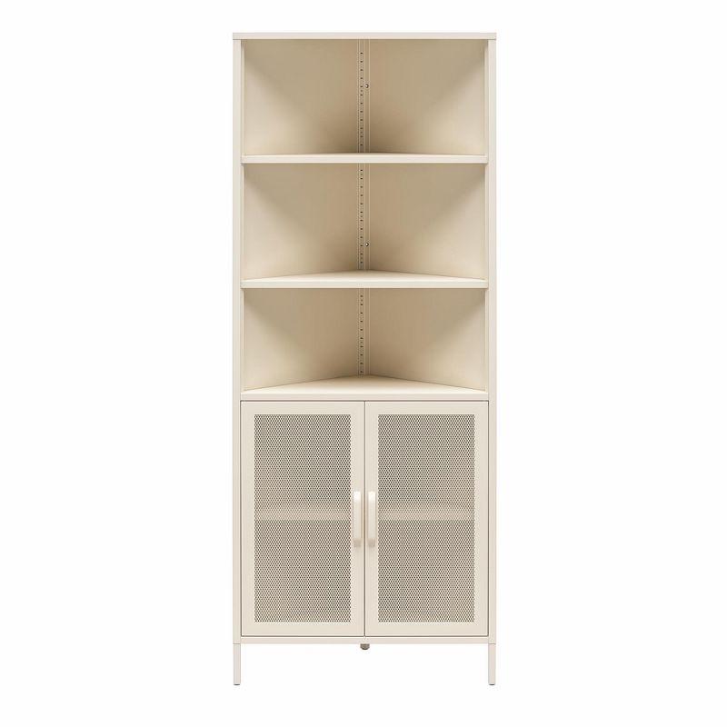 Novogratz Channing Corner Storage Cabinet with 2 Doors, Parchment