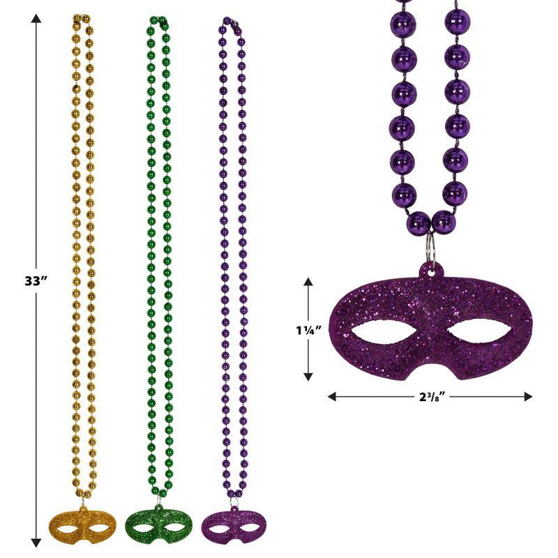 Beistle Beads w/Glittered Mask Medallion, 33", (12/Pkg) Multicolored