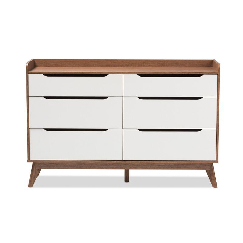 Brighton Mid-Century Modern Wood 6 Drawer Storage Dresser Brown - Baxton Studio