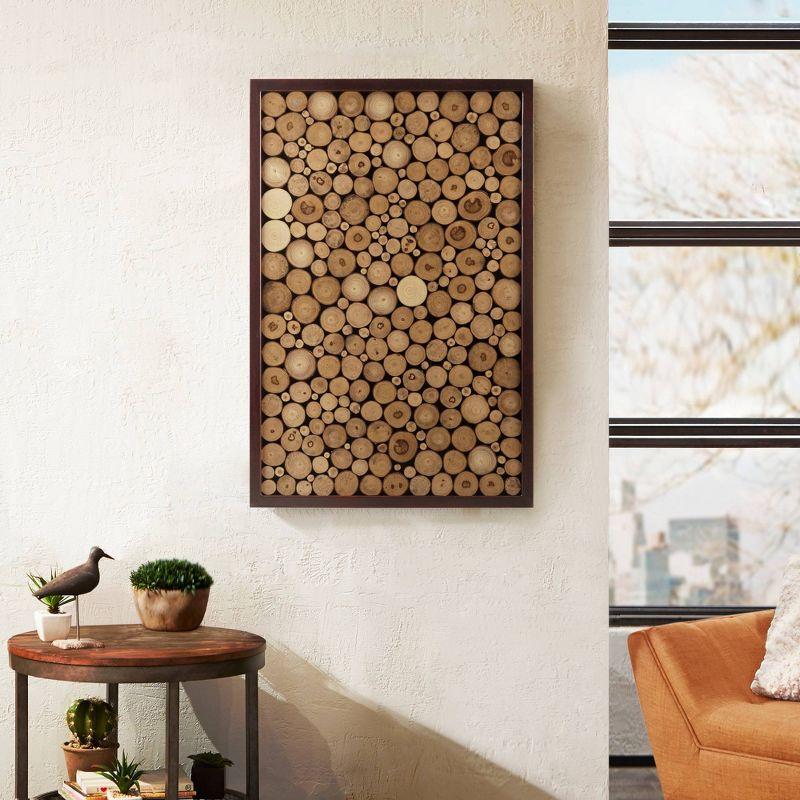 Topi Natural Wood Slice Mosaic Rectangular Wall Art