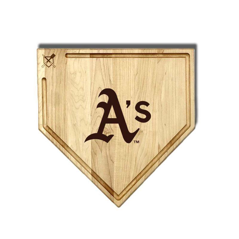 MLB 17-Inch Wooden Home Plate Cutting Board w/Trough, Oakland Athletics