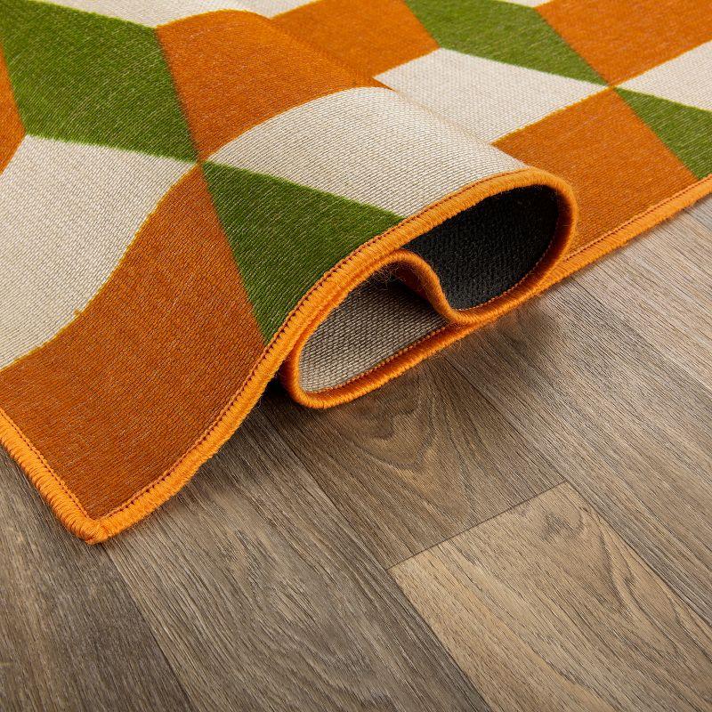 World Rug Gallery Contemporary Geometric Flatweave Indoor/Outdoor Area Rug - ORANGE 5' X 7':  Quick Dry,  UV Resistant