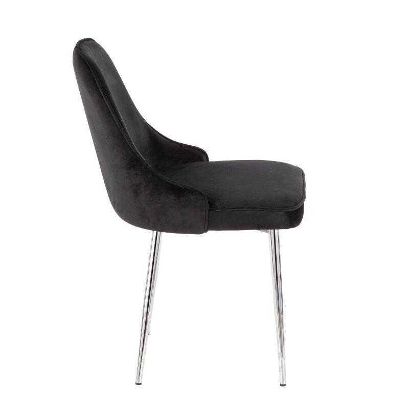 LumiSource Set of 2 Marcel Dining Chairs Black/Chrome: Velvet Upholstery, Metal Legs, No Assembly Required