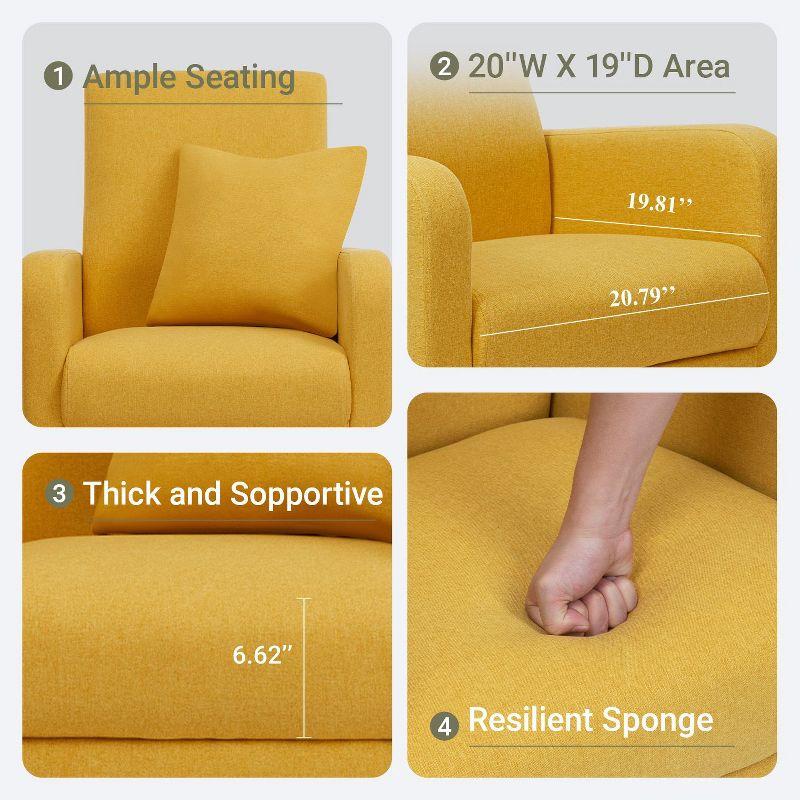 Hokku Designs Modern Upholstered Accent Chair Armchair with Pillow, Fabric Reading Living Room Side Chair,Single Sofa with Lounge Seat and Wood Legs,