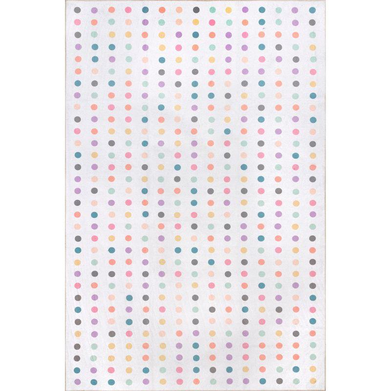 Nuloom Larissa Polka Dot 3x5 Machine Washable Accent Indoor Area Rug for Living Room Bedroom Dining Room Nursery Entryway Kitchen, Ivory/Multicolor