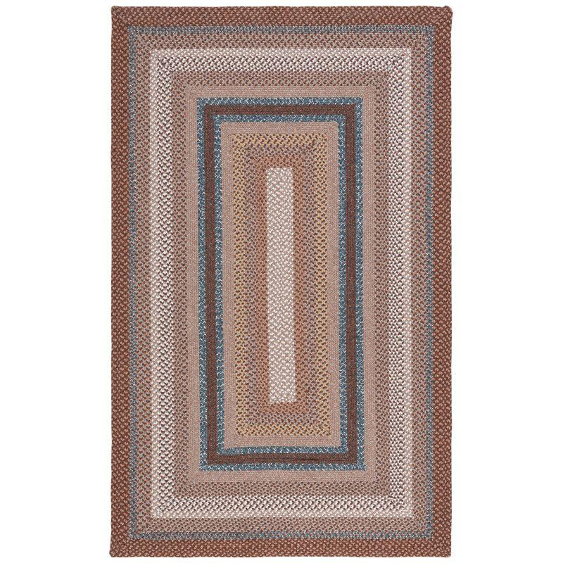 Handwoven Brown and Multicolor Reversible Synthetic Area Rug 5' x 8'