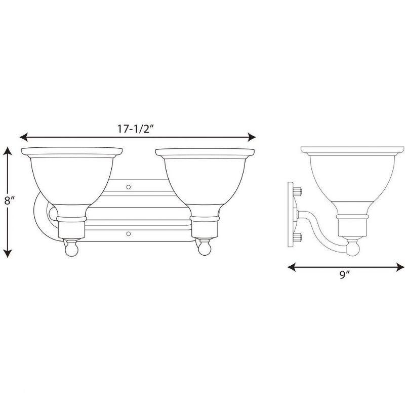 Madison Brushed Nickel 2-Light Wall Bracket with White Etched Glass