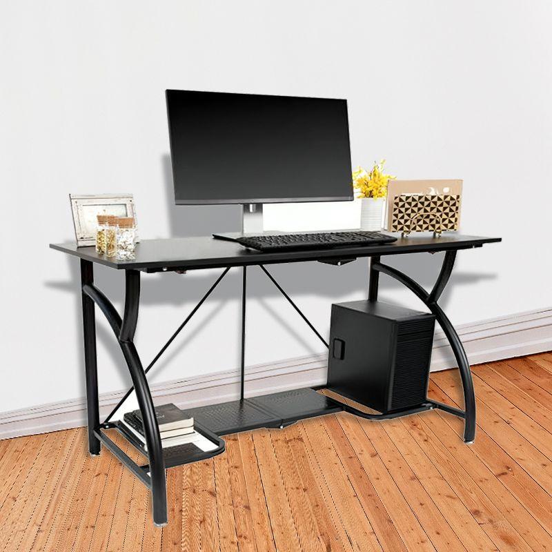 Origami Black Steel and Wood Folding Desk with Shelf