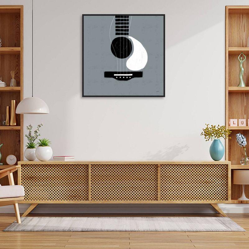 Amanti Art 30" x 30" Musical Abstract I Guitar by Leah York Framed Canvas Wall Art Print : Modern Lithograph, Polystyrene Frame