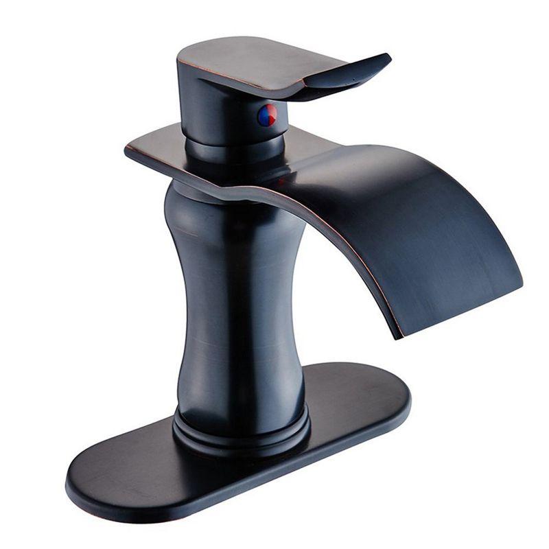 Oil-Rubbed Bronze Single-Handle Waterfall Bathroom Faucet