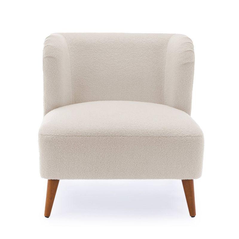 Comfort Pointe Vesper Boucle Accent Chair Milky White: Armless, Wingback, Wood Legs, Foam Cushion