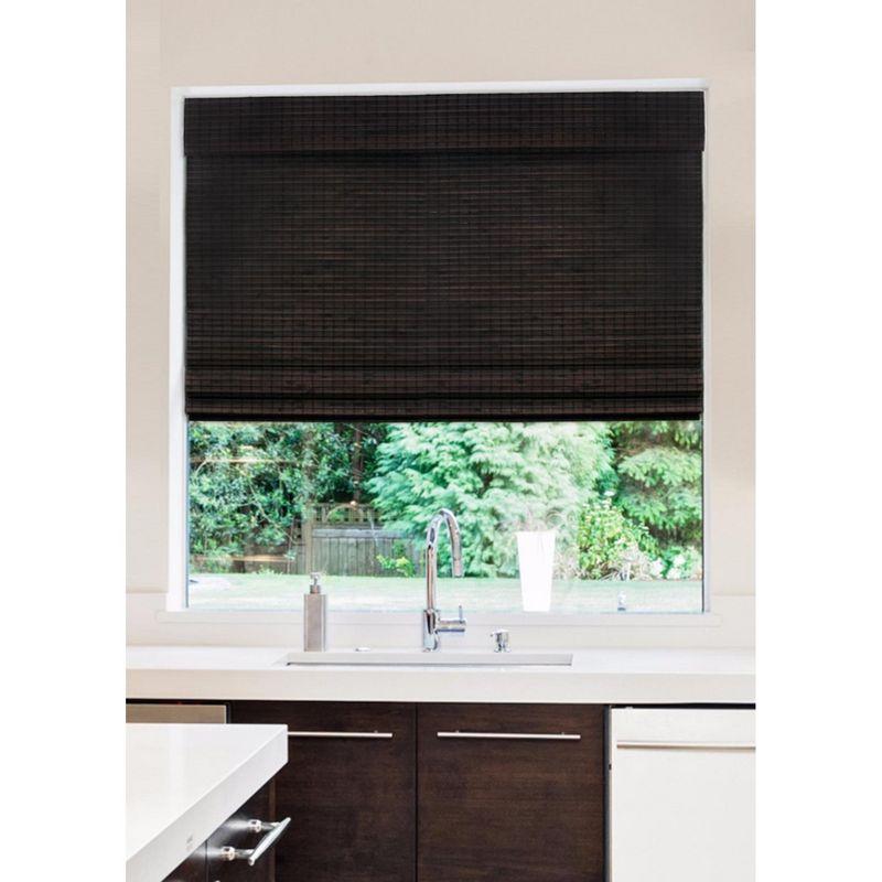 Cordless Espresso Bamboo Blackout Roman Shade