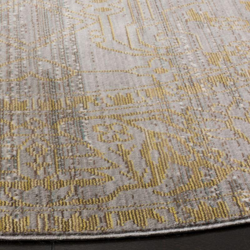 Valencia VAL104 Power Loomed Indoor Area Rug - Grey/Gold - 6'7"x6'7" - Safavieh