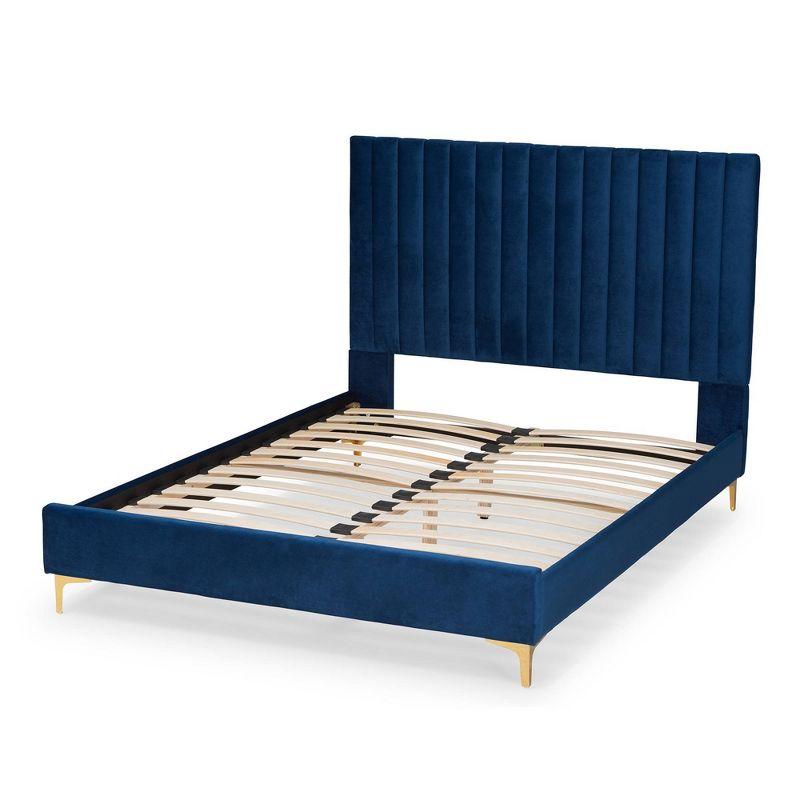 Serrano Velvet Fabric Upholstered and Metal Platform Bed - Baxton Studio