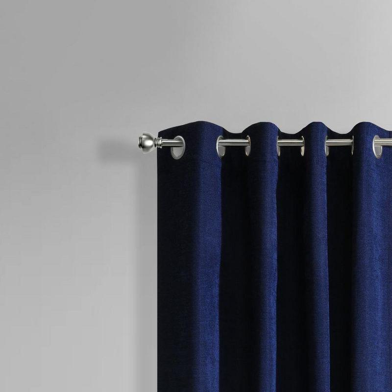 Thermaplus Chenille 100% Blackout Grommet Exclusive Curtains for Livingroom Bedroom Dark Navy