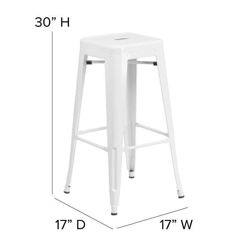 White 30" Backless Metal Indoor-Outdoor Stool