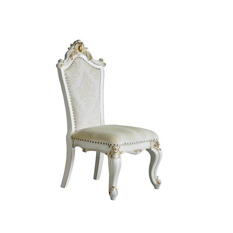 Elegant Beige Faux Leather Upholstered Side Chair with Queen Anne Legs