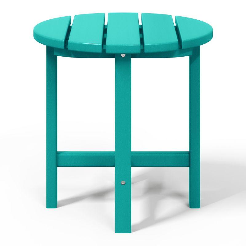 WestinTrends All-Weather Outdoor Patio Round Poly Adirondack Side Table, Turquoise