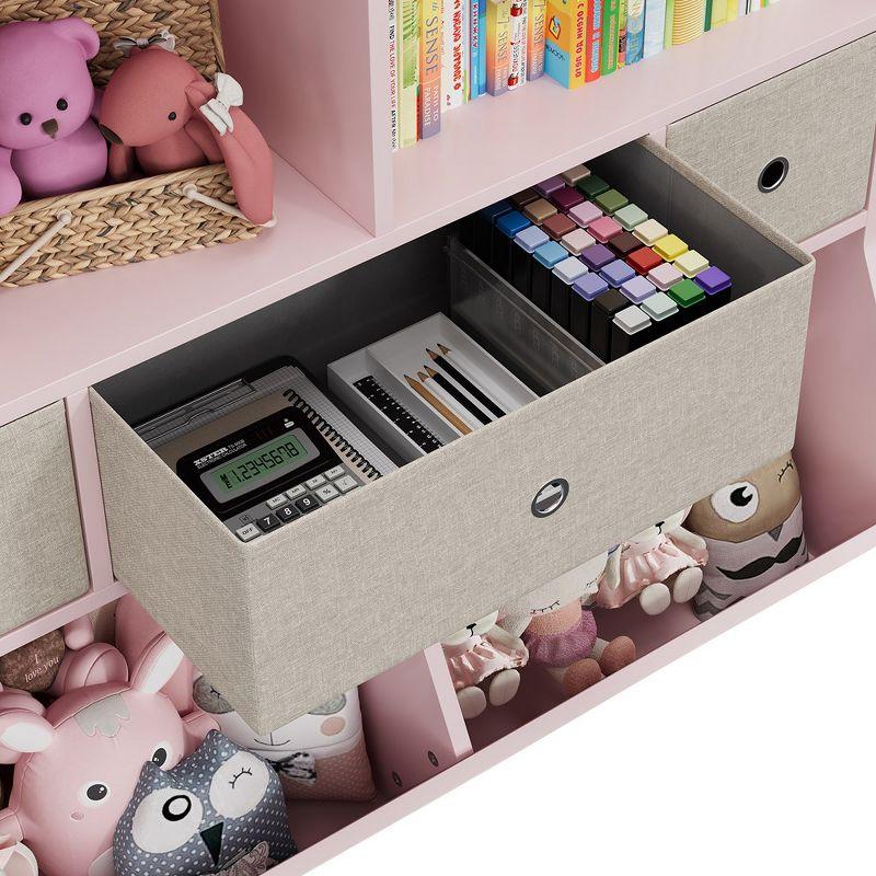 3-Tier Kids Bookshelf, Toy Storage Organizer with 3 Drawers,Wooden Bookcase with Large Toy Storage Cabinet for Playroom