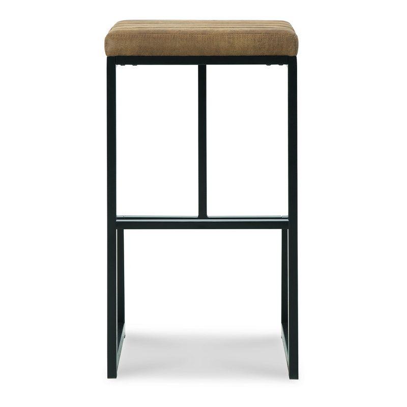 Signature Design by Ashley Strumford Upholstered Bar Height Barstool, Set of 2, Caramel