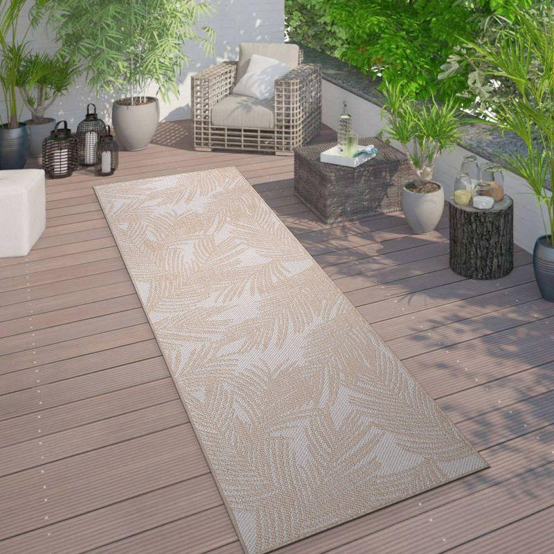 World Rug Gallery Contemporary Distressed Leaves Textured Flat Weave Indoor/Outdoor Area Rug - NATURAL 2'x7'