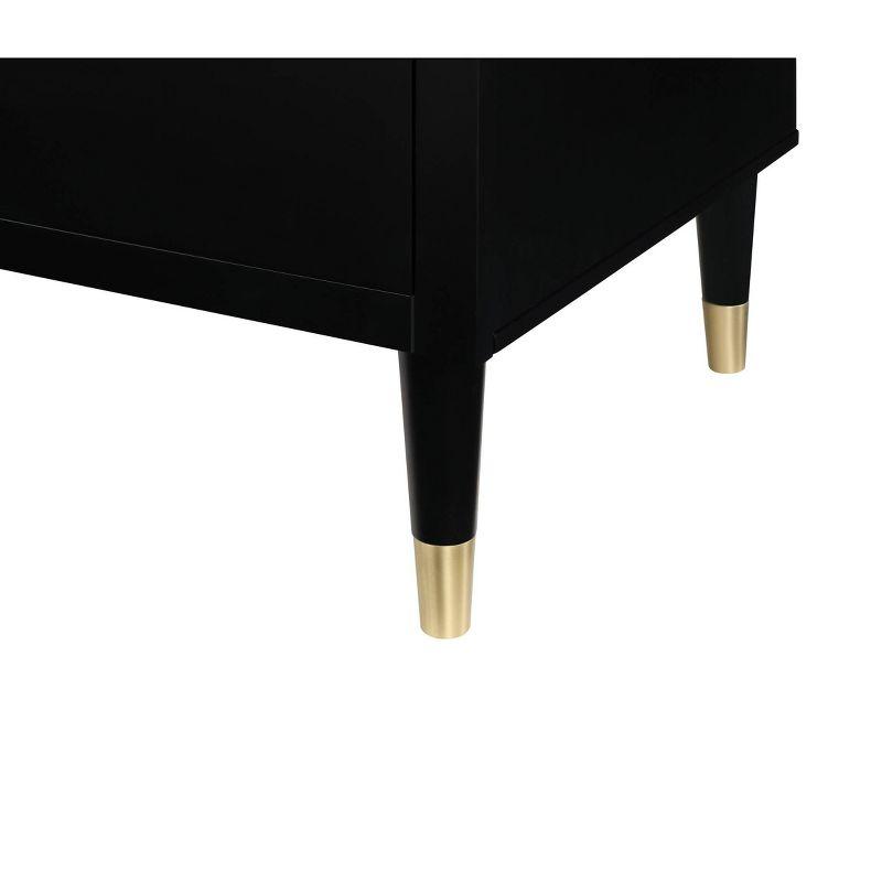 Stanton Modern 6 Drawer Dresser Black - Manhattan Comfort: Chic Acrylic Handles, Gold Feet