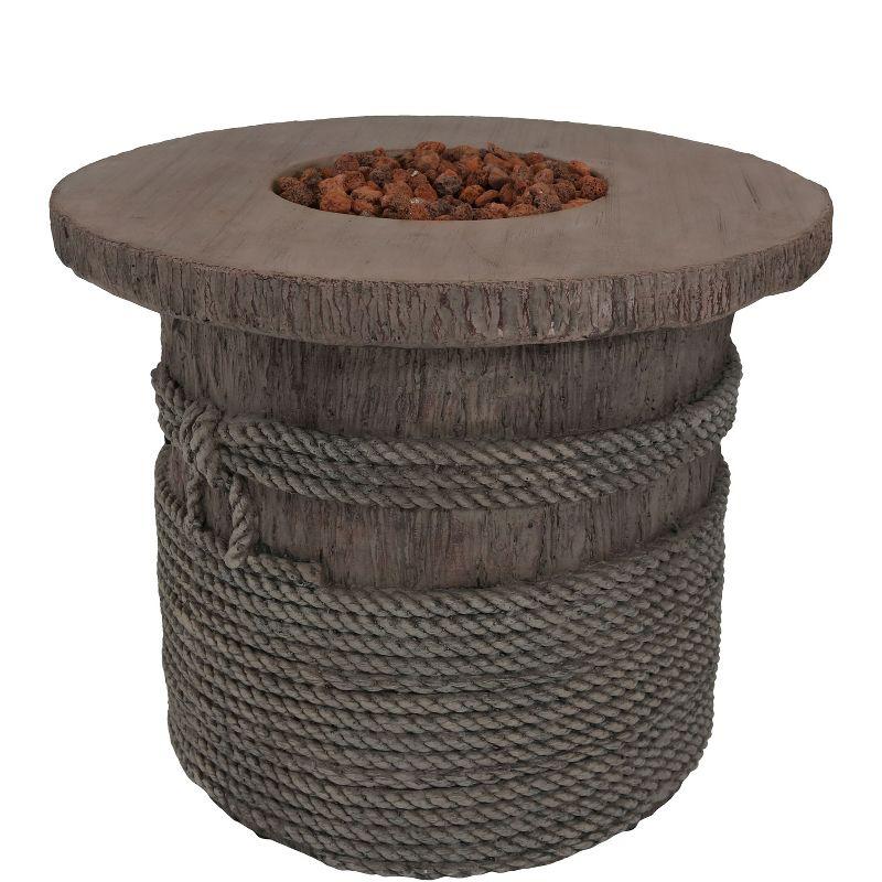 Sunnydaze Rope and Barrel Design Propane Gas Patio Fire Pit Table Kit with Lava Rocks - 29" Diameter