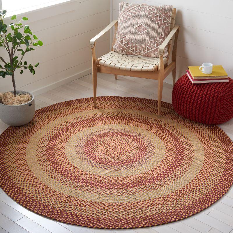 Handmade Braided Yellow and Red Cotton Oval Rug, 3' x 5'