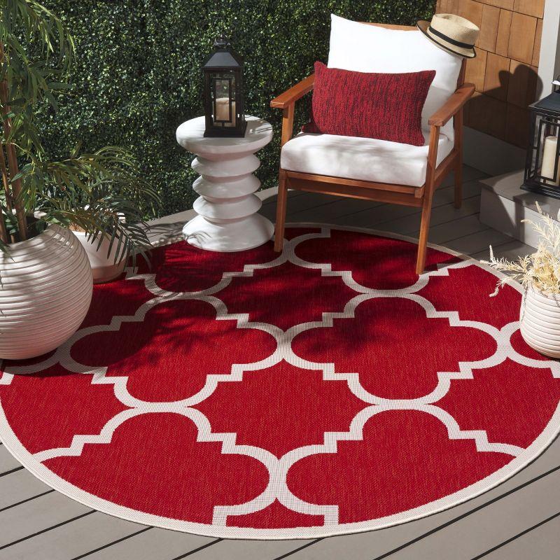 Courtyard CY6243 Power Loomed Indoor and Outdoor Area Rug - Red - 5'3" Round - Safavieh