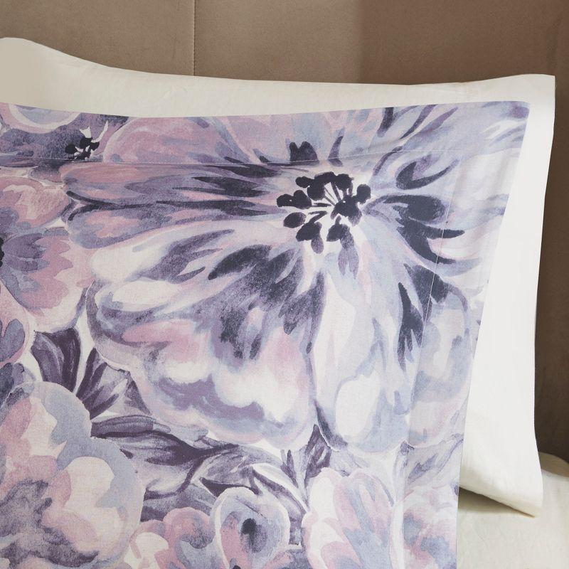 Purple Floral Cotton Queen 7-Piece Comforter Set