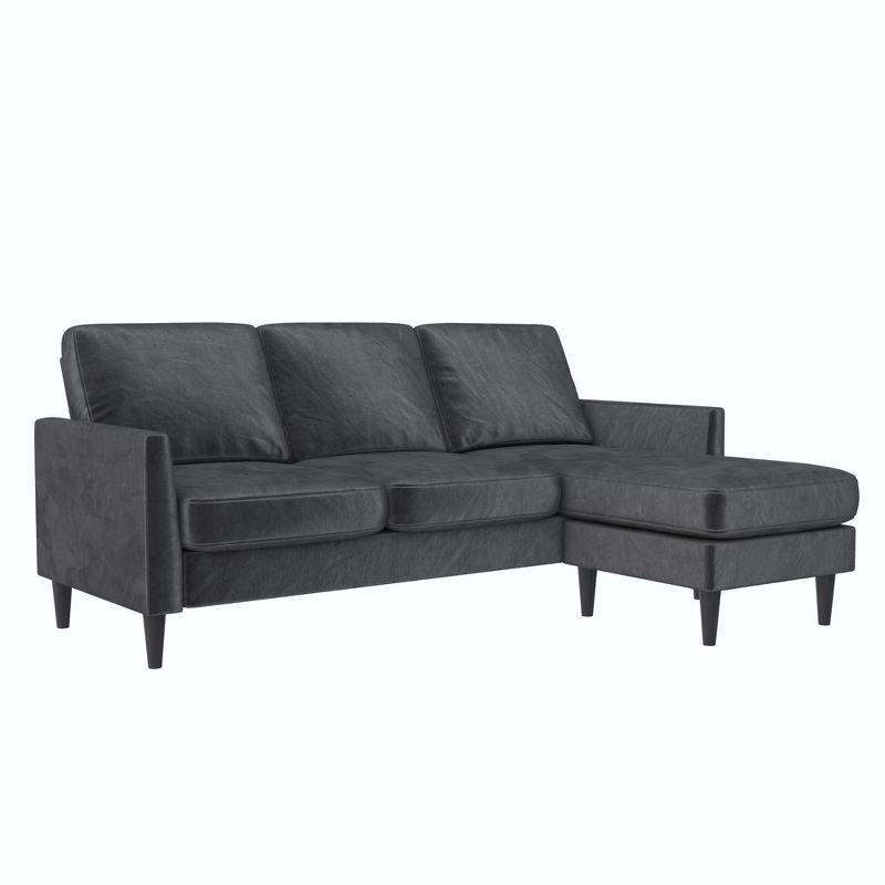 Winston Dark Gray Velvet Reversible Sectional Sofa with Ottoman