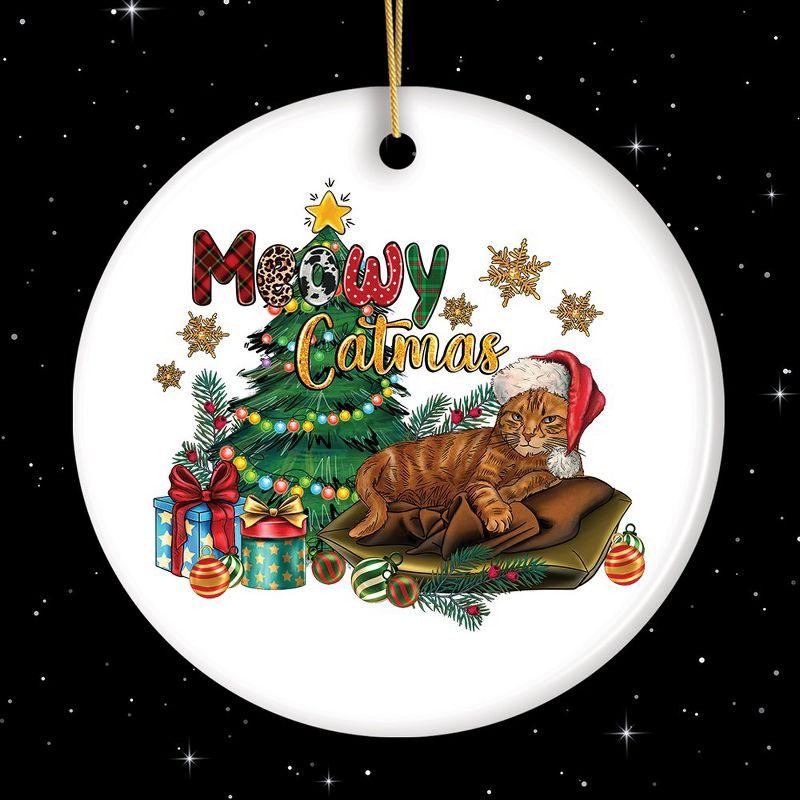 Meowy Catmas Orange Cat Christmas Ornament  3