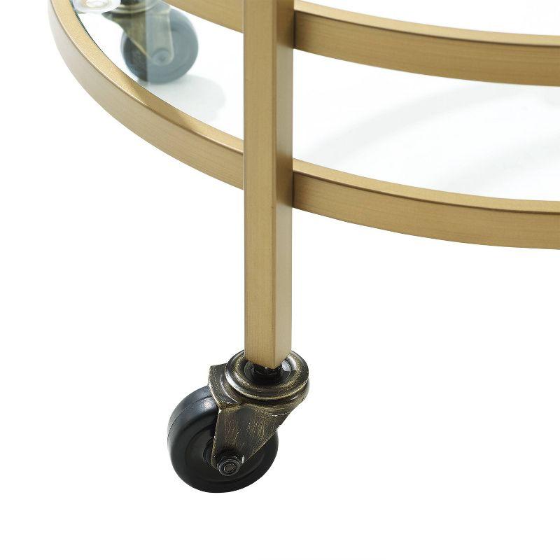 Bailey Round Bar Cart Gold - Crosley: Mobile Beverage & Drink Station, Tempered Glass Shelves, Steel Frame