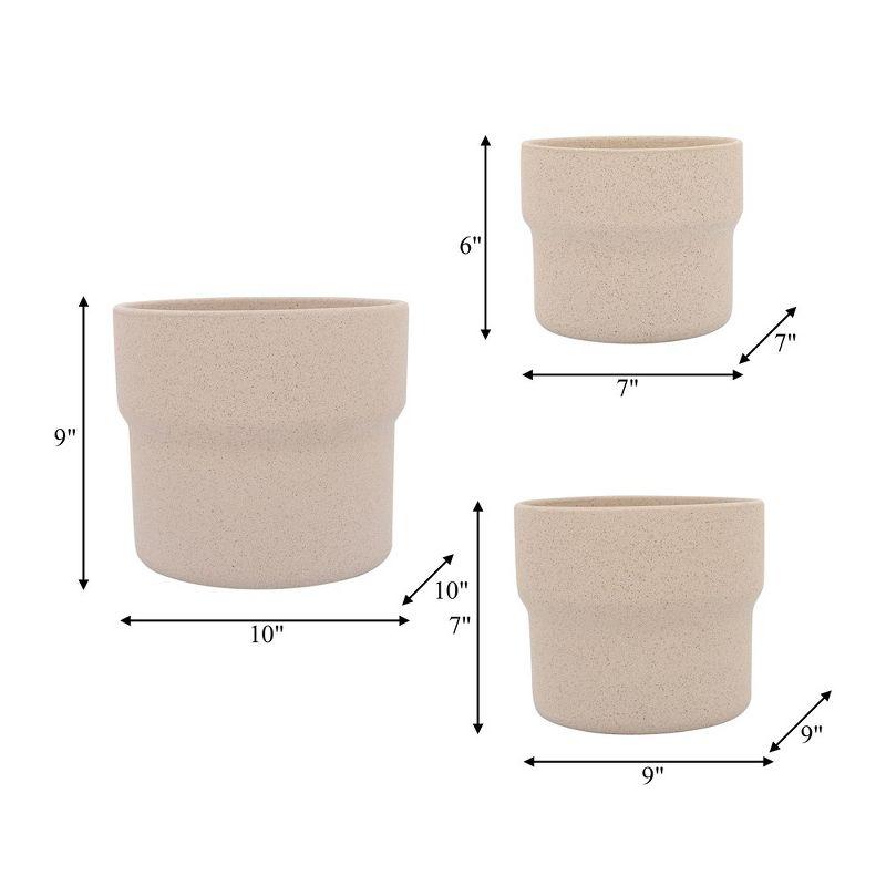 Sagebrook Home Mushroom Planters, Set of Three, 6"Hx7" Diameter, 7"Hx9" Diameter, 9"Hx10" Diameter, Tan Ceramic Finish, Lightweight Design Perfect