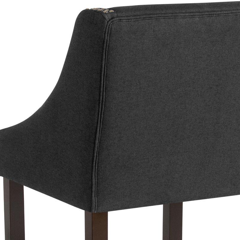 Charcoal Fabric Bar Height Stool with Nailhead Trim