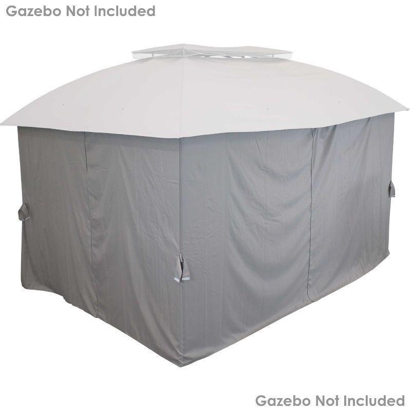 Sunnydaze Gazebo 4-Piece Polyester Sidewall Set for 10' x 13' Soft Top Rectangle Patio Gazebo - 125" W x 77" H